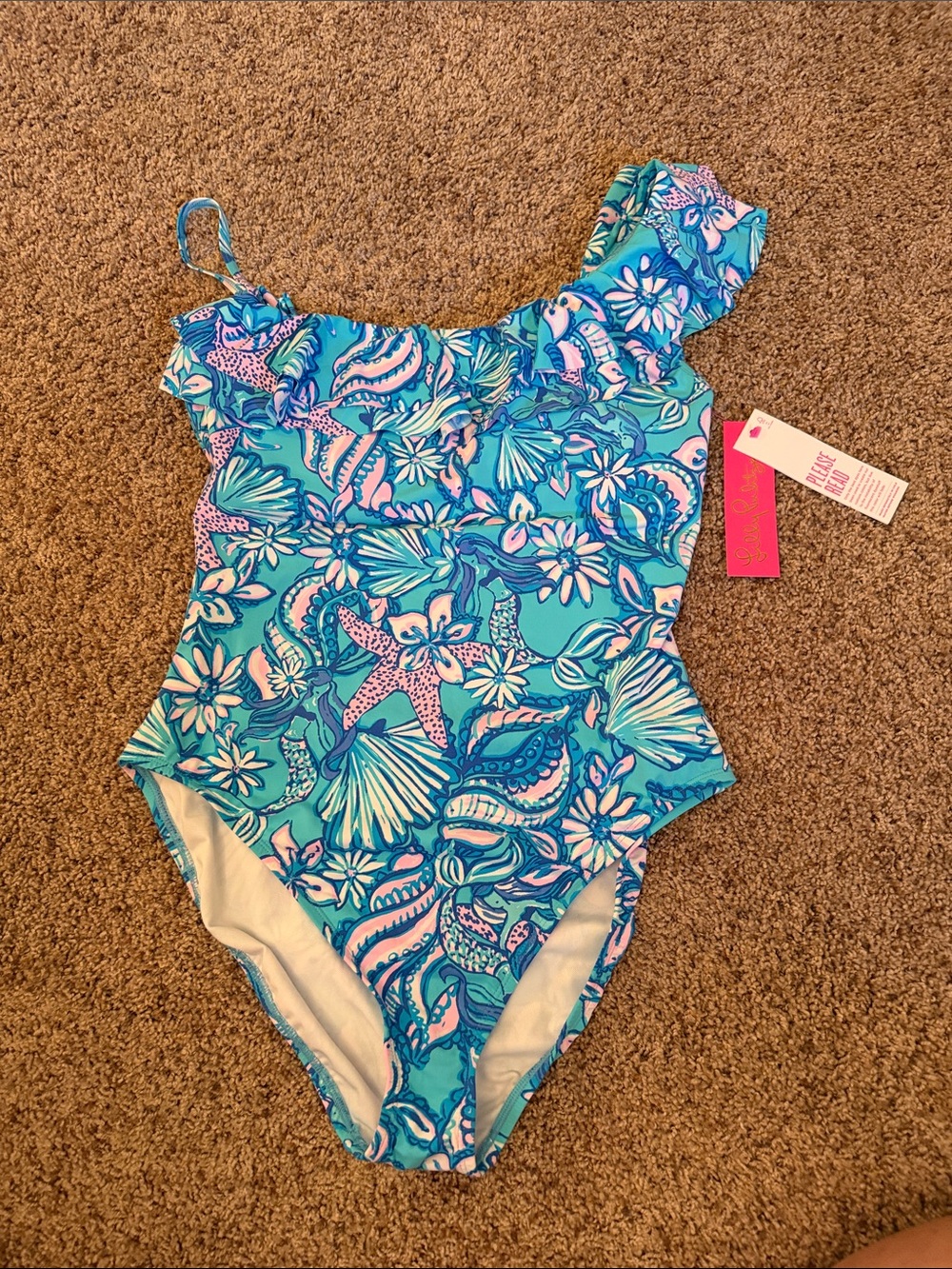 NWT Lilly Pulitzer Amalfi Blue Sound of the Sirens Caelum Ruffle One Piece - 12